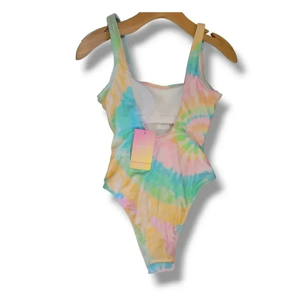 Stoney Clover Lane X for Target Women's rainbow tie dye one piece swimsuit - xs - Picture 2 of 11